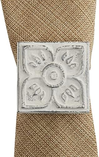 Park Designs Distressed Tile Napkin Ring Set of 4 by ParkDesigns