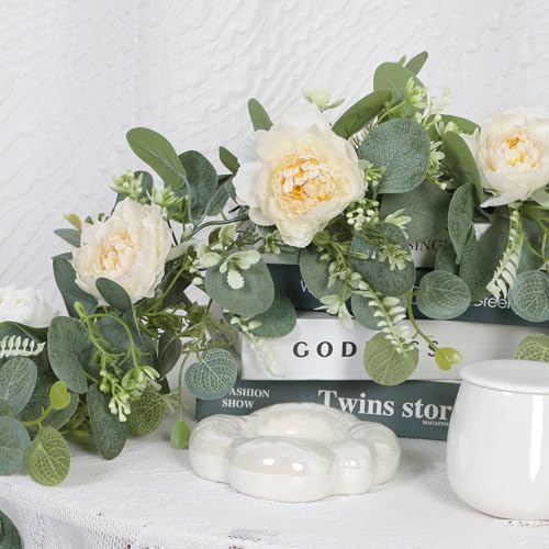 4PCS Artificial Eucalyptus Flower Garland 6.56Ft Fake Peony Flower Vine - Image 4