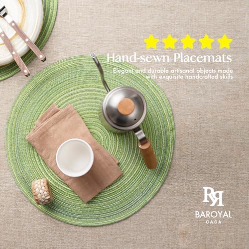 BARoyal Round Placemats Set of 12 Woven Placemats Washable Braided Table Mats for Dining Table Heat Resistant Non-Slip Circle Place Mats(Green) - Image 2