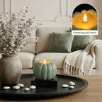 Fall Decorations for Home, Large Flameless Pumpkin Candle, Sage Green - Image 2