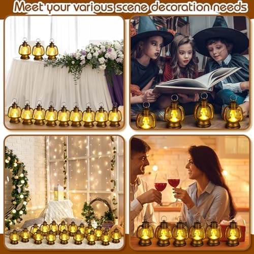 Ferraycle 48 Pcs Mini Lanterns 4 Inch Retro Gold Lamp Table Centerpieces - Image 6
