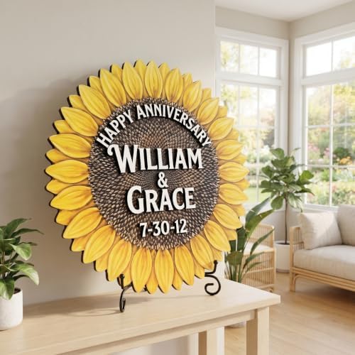 Personalized Family Name Sign, Custom Faux Carved Wood Sunflower Wall Decor, "Let the Sunshine In" Plaque, Flat MDF Board with Realistic 3D Floral Print (Not Real Wood), Country Farmhouse Art - Image 3
