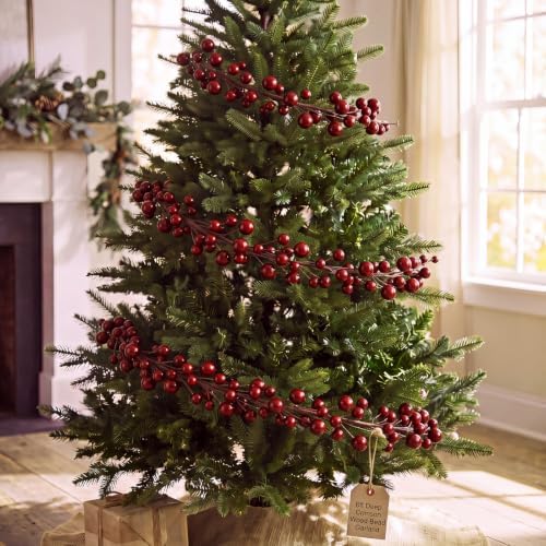 Thiccywoov 12 ft Christmas Wooden Beads Garland, Vintage Xmas Dark Red - Image 3