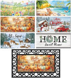 Tinideya Seasonal Door Mat Inserts 22 x 10 in, 6 Pack Holiday Doormat Set by Tinideya