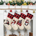 LUBOT Christmas Stockings Set of 4 Large Family Xmas Stocking 20" Silhouette Buffalo Red Plaid Fireplace Hanging Holiday Decor 4 Pack by LUBOT