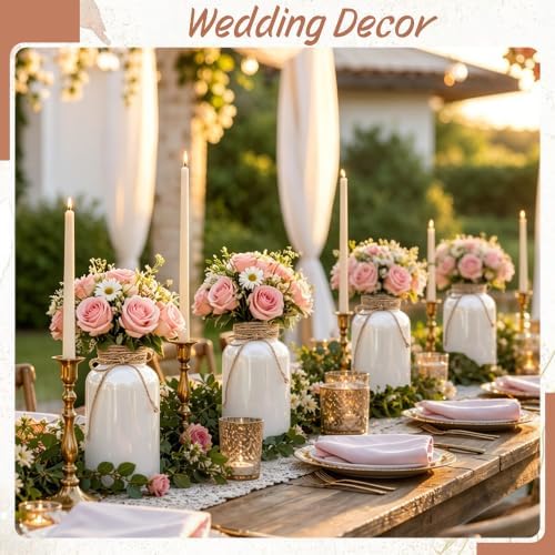 12 Pack Mason Jar Vases for Centerpieces, White Glass Flower Vase - Image 6