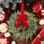 Barydat 18 Pcs 15" Mini Christmas Wreaths for Kitchen Cabinet with Long Bow - Image 5