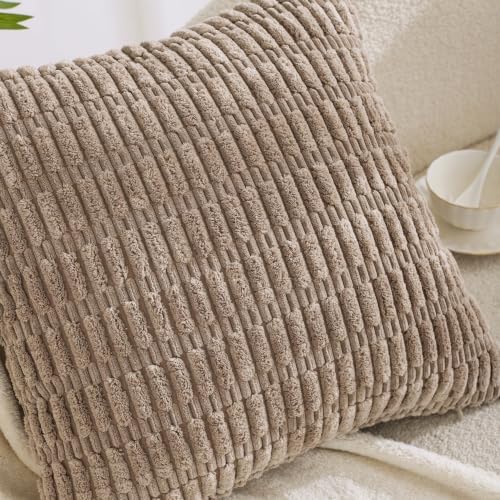 All Smiles Decorative Throw Pillow Covers 16x16 Set of 4 Brown Thanksgiving Farmhouse Home Corduroy Square Cushion Case for Decor Living Room Couch Bed Sofa,Boho Terracotta Orange - Image 2