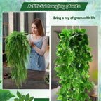 Daifunli 8 Pcs Artificial Hanging Plants Fake Hanging Ferns Plastic Faux Plants for Wall Room Garden Garland Indoor Outdoor Decor No Basket (Boston,Eucalyptus,Ivy Vine,String of Pearls) - Image 6