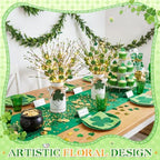 Tioncy 2 Sets St. Patrick's Day Table Centerpieces Artificial Berry Stems Shamrock Flower Pick with Metal Vase and String Light Rustic Farmhouse Irish St Patrick's Day Decorations for Home Office Desk - Image 4