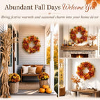24 Inch Fall Wreaths for Front Door, Autumn Flower Wreath - Image 4