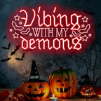 Vibing With My Demons Neon Sign, Halloween LED Wall Decor 16.7x9.3 Inch by Unknown