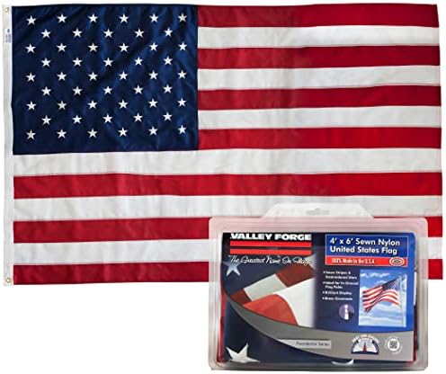 American Flag - 100% Made in the USA - 3'x5' ft – Perma-Nyl Sewn Nylon with Grommets - Sturdy, Durable, and Patriotic - Great For Gardens, Homes, Patios and Cars – By Valley Forge Flag by ValleyForgeFlag