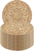 Kochorie Set of 12 Round Woven Placemats - 13.8 Inches Natural Boho Rattan Wicker Table Mats for Home Dining Table by Kochorie