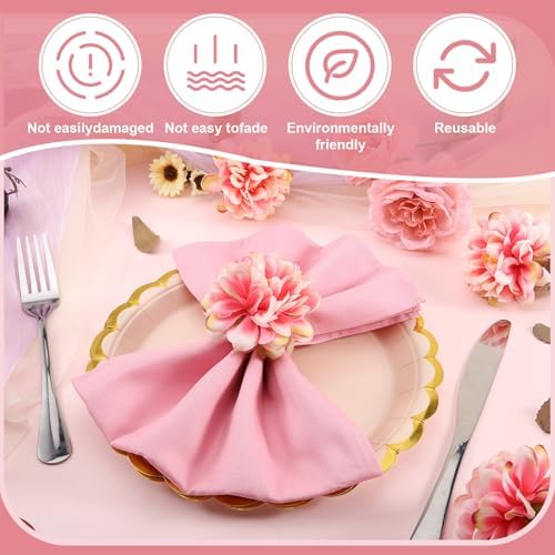 24 Pcs Flower Napkin Rings Daisy Flower Handcraft Floral Napkin Holder Rings for Wedding, Holiday Banquet, Luncheons, Birthday Party Dining Table Decor - Image 4