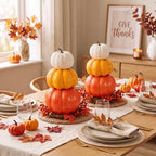 Marsui 2 Set 11.8'' Fall Stacked Pumpkins Table Centerpiece Indoor - Image 3