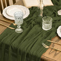 Artoid Mode 6PC Boho Cheesecloth Gauze Olive Green Wedding Table Runner, 120 Inch Seasonal Fabric Kitchen Dining Holiday Table Decor for Home Party Indoor by ArtoidMode