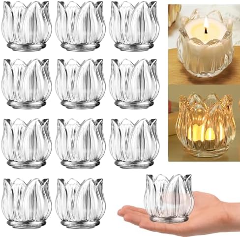 GOLDEAL 24Pcs Votive Candle Holders,Clear Thick Glass Tea Light Candle Holder Bulk,Tealight Candle Jars for Wedding Table Decor,Party Supplies,Bridal Shower,Baby Shower,Tables Centerpieces by GOLDEAL