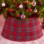 24'' Christmas Tree Collar Red Tartan Plaid Velvet Christmas Decor by Unknown