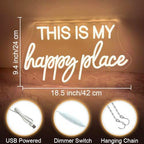 This is My Happy Place Neon Sign Warm White LED Letter Neon Light for Wall Decor Bedroom Home Bar College Dorm Game Room Decor - Image 4
