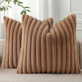 Pallene Faux Fur Decorative Throw Pillow Covers 26x26 Set of 2, Brown by PALLENE