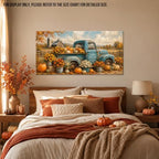 WAXWHELK Truck Fall Canvas Wall Art, Rustic Farmhouse Vintage Blue Truck Pumpkins and Sunflowers Painting Pictures, Autumn Thanksgiving Artwork for Living Room Kitchen Home Decor (20"x40") - Image 4