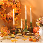 Mumufy 12 Pcs Thankgiving Glass Candle Holders Clear Amber 0.8 in - Image 5