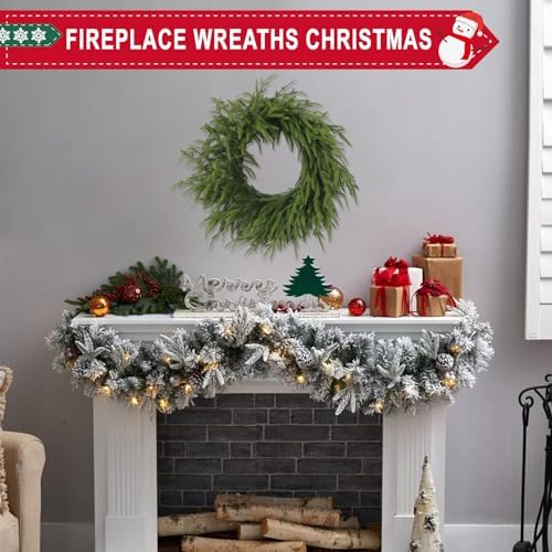 24 Inch Real Touch Christmas Wreath, Natural Droopy,Soft Bendable Winter Wreaths for Front Door, Christmas Wreaths for Front Door, Cedar Wreath, Indoor Christmas Decorations Outdoor for Home Decor - Image 3