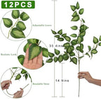 Daynight 12 Pcs Artificial Eucalyptus Leaves Stems, 35″ Long Stem Silk Plum Foliage Branches, Flexible Silk Faux Greenery for Farmhouse, Home, Kitchen and Table Centerpiece DIY Decor (12, Green) - Image 3