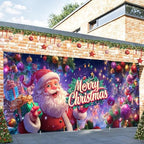 Festive Santa Garage Door Banner 16x7 Ft - Colorful Ornaments and Bold Text for 2 Car Garage Holiday Cheer - Image 6