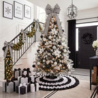Civaner 48'' Christmas Black and White Tree Skirt, Ruffle Farmhouse Mat - Image 3