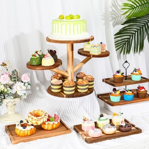 Havawish 5 Pcs Dessert Stand Set 2 Tier Cake 4 Tier Cupcake Tower Trays - Image 4