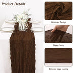 8 Pack Brown Cheesecloth Table Runner 120 Inch Boho Wedding Decor - Image 3