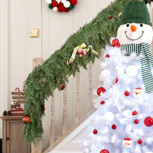 2PCS 6FT Thick Christmas Garland with 168 Cedar Branches, Real Touch Green Cedar Garland for Christmas Decorations, Artificial Greenery Garland for Table, Mantle, Wall, Indoor, Outdoor Holiday Decor - Image 6