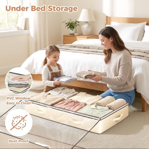Budding Joy 6 Pack 95L Under Bed Storage Containers Beige - Image 2