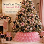 Halloscume 25 Inch Pink Tulle Christmas Tree Collar Skirt Wedding - Image 5