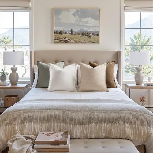 MIULEE Neutral Boho Linen Decorative Pillow Covers 12x20 Inch Pack of 4 - Image 5