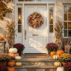 Valery Madelyn 24'' Collapsible Pre-Lit Fruits Fall Wreath for Front Door - Image 2