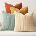 MIULEE Soft Corduroy Decorative Throw Pillow Covers Teal-Rust 20x20 by MIULEE