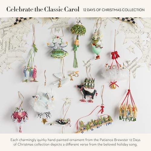 MACKENZIE-CHILDS Patience Brewster 12 Days Christmas Ornament, Decorative Hanging Ornament for Christmas Tree, 10 Pipers Piping - Image 3