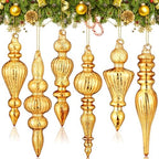 Soaoo 6 Pcs 6.3 in Champagne Gold Mercury Glass Finial Christmas Ornaments by Soaoo