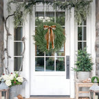 Christmas Decorations -24 Inch Christmas Wreath, Norfolk Pine Wreath, Christmas Wreaths for Front Door, Christmas Door Wreath with Bow Ribbon for Home Table Wall Window Indoor Outdoor - Image 6