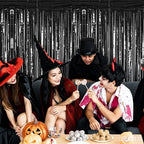 ZATAYE 8 Pack Black Halloween Foil Curtain Streamer Decorations - Image 7