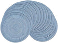 SHACOS Round Braided Placemats Set of 12 Circle Place Mats Cotton Polyester Kitchen Table Mats for Dining Table Wedding Party Decor (Blue Gray, 12) by SHACOS