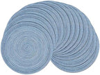 SHACOS Round Braided Placemats Set of 12 Circle Place Mats Cotton Polyester Kitchen Table Mats for Dining Table Wedding Party Decor (Blue Gray, 12) by SHACOS
