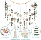 Artificial Eucalyptus Wall Decor with Seashell Coastal Decor Natural Home Decorations Hanging Wooden Bead Garland for Large Bedroom Bathroom Living Room, 32 x 32 Inch - Image 2