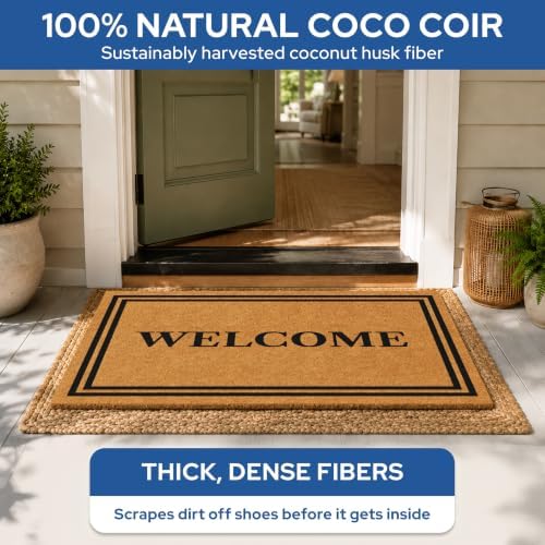 Barnyard Designs Natural Coco Coir Non-Slip Doormat (24x36, Welcome) - Image 3