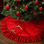 Velvet Christmas Tree Skirt, 48 Inches, Bow Style, Bright Red by Vertintong