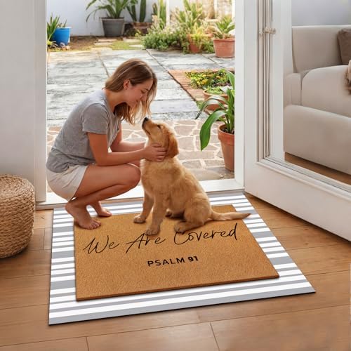 Drydiet 2 Pcs Christian We are Covered Psalm 91 Christian Door Mat - Image 6