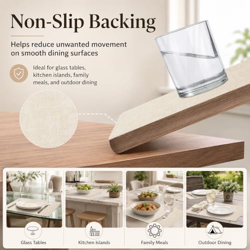 Maxpearl Faux Leather Placemats Set of 8, Easy to Clean, Beige - Image 3